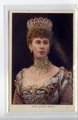 Postkarte antik - junge Queen Mary Relief/Glitter