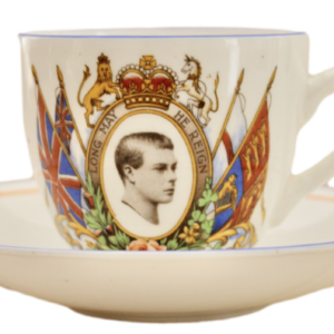 Tasse & Untertasse antik Krönung 1937 King Edward VIII blauer roter Rand