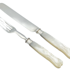 Besteck Set Perlmutt versilbert antik England um 1860