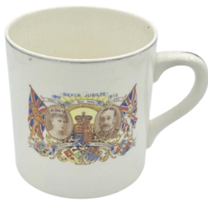 Tasse antik - Silver Jubilee King George V Queen Mary 1935 Union Jack Flaggen