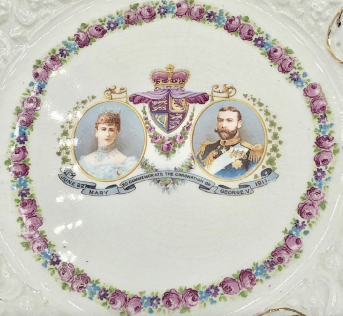 Teller antik King George V Krönung 1911 Longton