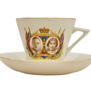 Tasse & Untertasse antik Krönung 1937 King George VI Art Deco
