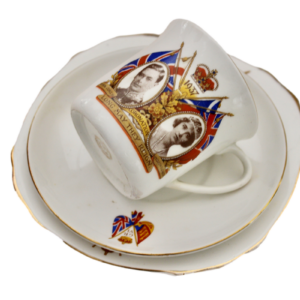 Trio Gedeck antik Krönung 1937 King George VI Royal Stafford