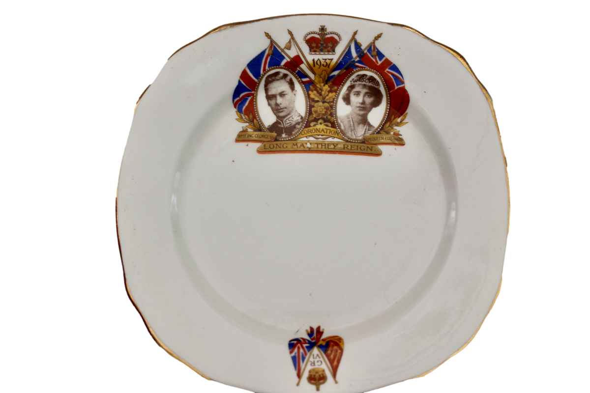 Trio Gedeck antik Krönung 1937 King George VI Royal Stafford