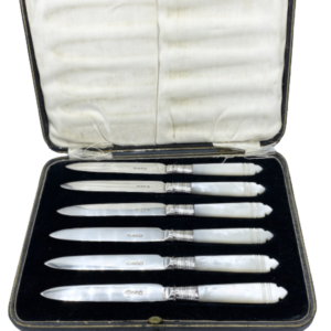 Messer Set Art Deko Perlmutt versilbert antik England um 1920