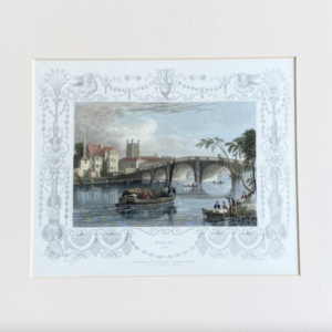 Antiker Kupferstich Henley Brücke von 1830 original