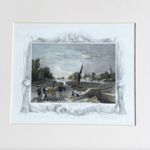 Antiker Kupferstich Sunbury Schleuse von 1830 original