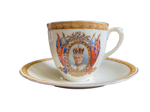 Tasse & Untertasse antik Krönung 1937 King Edward VIII Goldrand