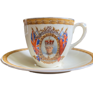 Tasse & Untertasse antik Krönung 1937 King Edward VIII Goldrand