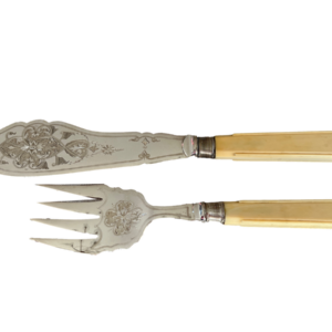 Fischvorleger 2-teilig versilbert Bakelit Art Deko um 1920