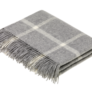 Decke Karo Windowpane Grey Check grau aus 100% Wolle ( Merinowolle )