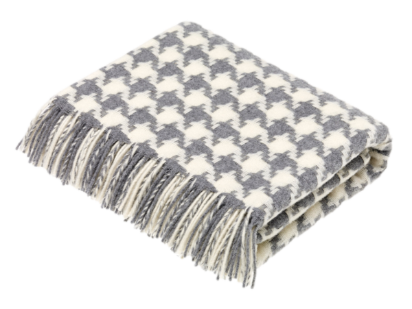 Wolldecke grau Hahnentritt Houndstooth aus 100% Wolle