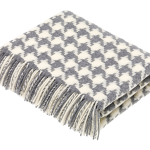 Wolldecke grau Hahnentritt Houndstooth aus 100% Wolle