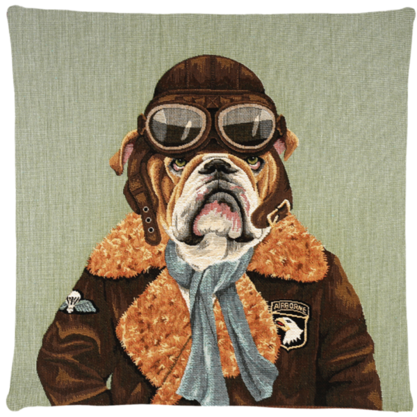 Kissen Hund Airborne dog Fallschirm Bulldogge