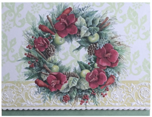 Carol Wilson Weihnachtskarten Amaryllis Wreath (Amaryllis Kranz)