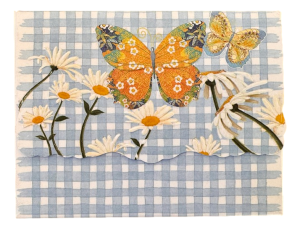 Briefkartenset von Carol Wilson - "Blue Gingham Daisy" - Gänseblümchen auf blauem Karo