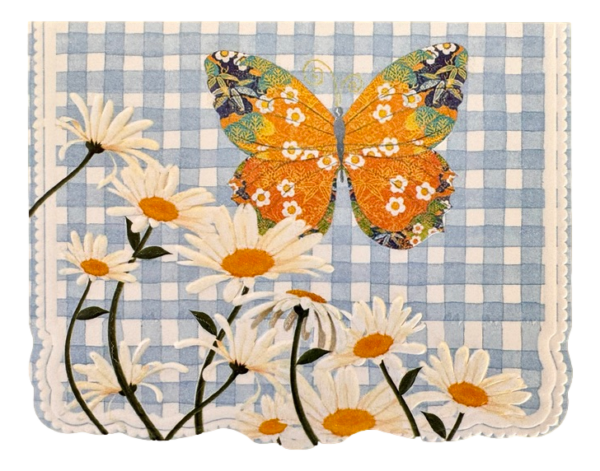 Briefkartenset von Carol Wilson - "Blue Gingham Daisy" - Gänseblümchen auf blauem Karo