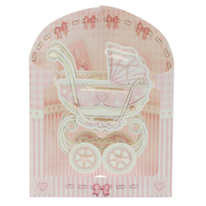 Pop-Up 3 D Karte Baby Girl Pram ( Baby Mädchen ) aus England