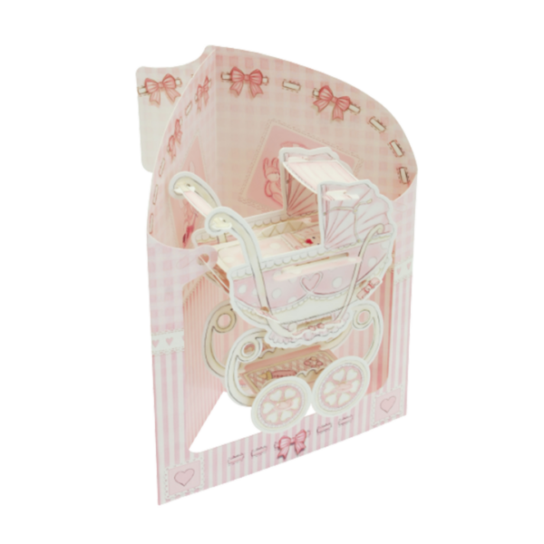 Pop-Up 3 D Karte Baby Girl Pram ( Baby Mädchen ) aus England