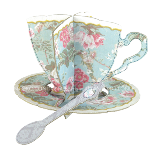 Pop-Up 3 D Karte Cup & Saucer ( Tasse mit Löffel ) aus England