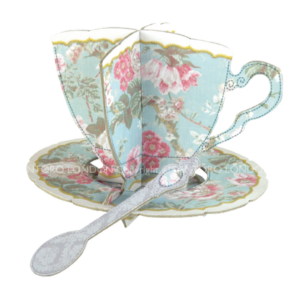 Pop-Up 3 D Karte Cup & Saucer ( Tasse mit Löffel ) aus England