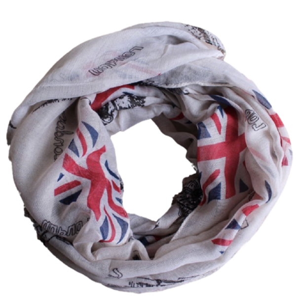 Tuch Schal beige Union Jack London Landmarks REDUZIERT