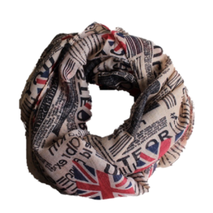 Tuch Schal beige dunkel Union Jack Schrift REDUZIERT