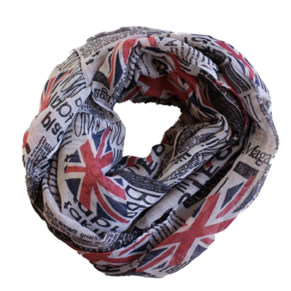 Tuch Schal beige hell Union Jack Schrift REDUZIERT