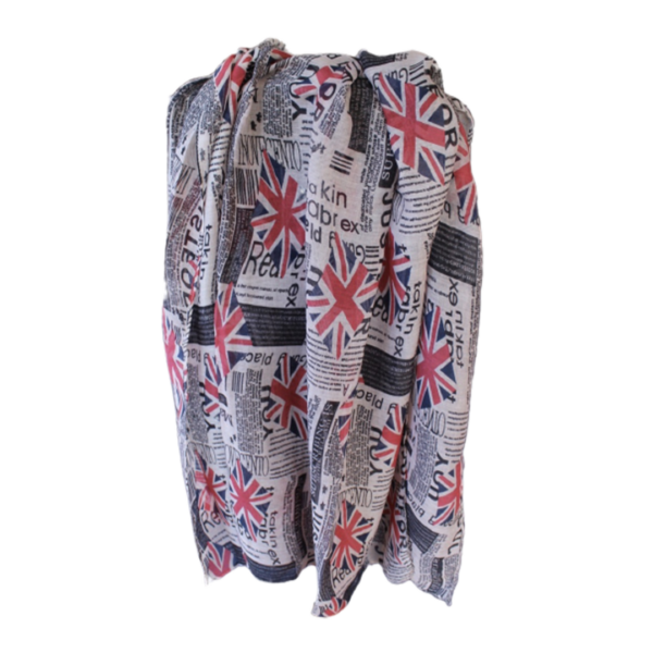 Tuch Schal beige hell Union Jack Schrift REDUZIERT