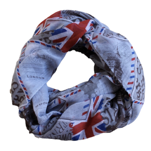 Tuch Schal grau Union Jack Briefmarken REDUZIERT