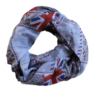 Tuch Schal grau Union Jack Briefmarken REDUZIERT