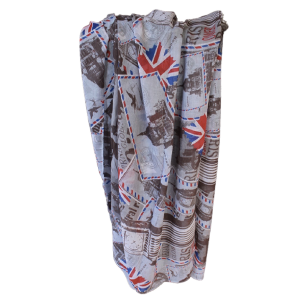 Tuch Schal grau Union Jack Briefmarken REDUZIERT