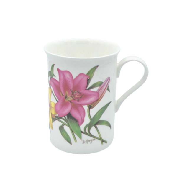 Tasse Blumenmotive Lilien aus feinem Knochenporzellan