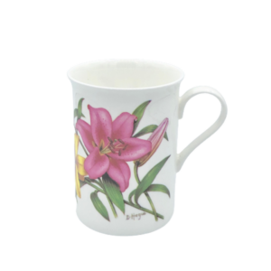 Tasse Blumenmotive Lilien aus feinem Knochenporzellan