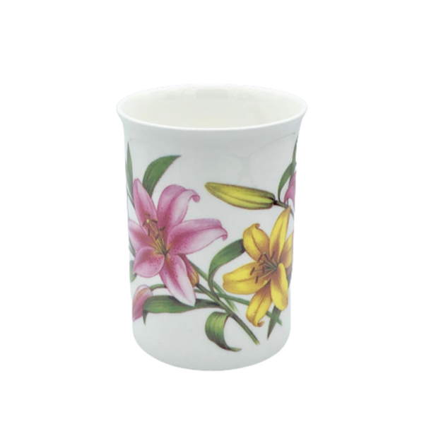 Tasse Blumenmotive Lilien aus feinem Knochenporzellan