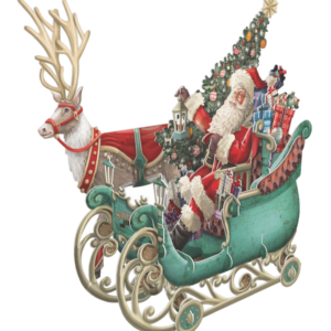 3 D Karte CHRISTMAS SLEIGH - Weihnachtsschlitten mit Santa