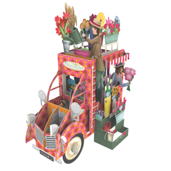 3 D Karte FLOWER SELLER CAR - Blumenwagen