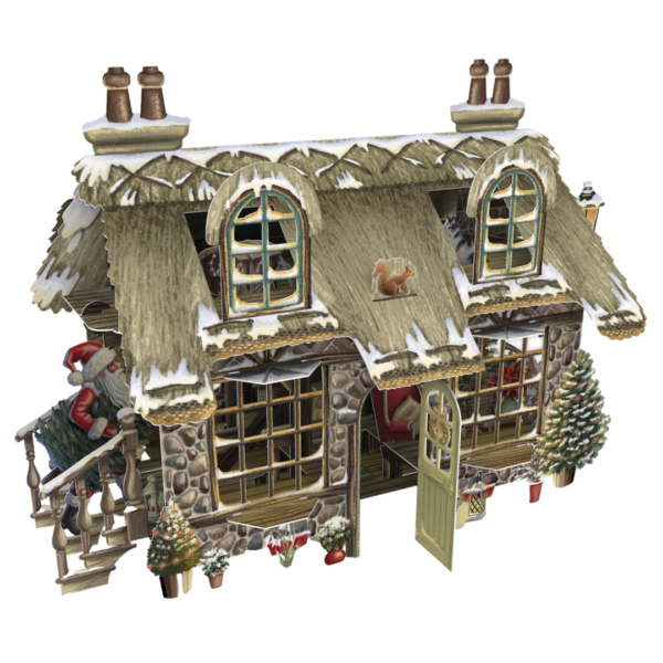 3 D Karte COSY CHRISTMAS COTTAGE - Weihnachtshütte