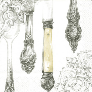 Lunch Servietten von IHR - CUTLERY weiß silber