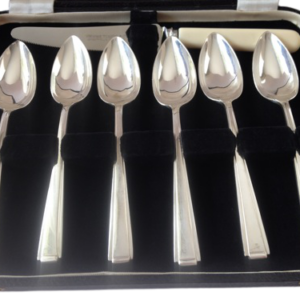 Löffel Set Art Deco England 1937 versilbert