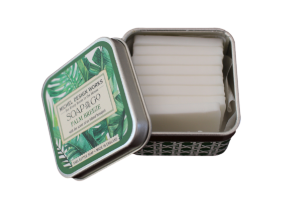 Reiseseife in Metalldose 8 x 8,5 g PALM BREEZE von Michel Design Works