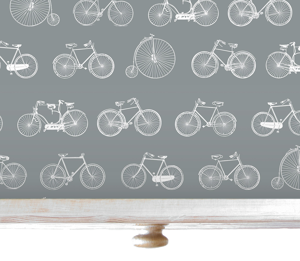 Schrankpapier abwaschbar Bicycles Graublau von The Master Herbalist