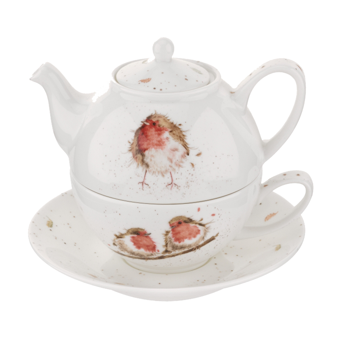 Teekanne & Tasse Tea for one Wrendale Designs - Garden Friend ROTKEHLCHEN