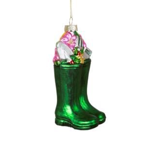 Weihnachtskugel Gummistiefel aus Glas und Glitter von Sass and Belle