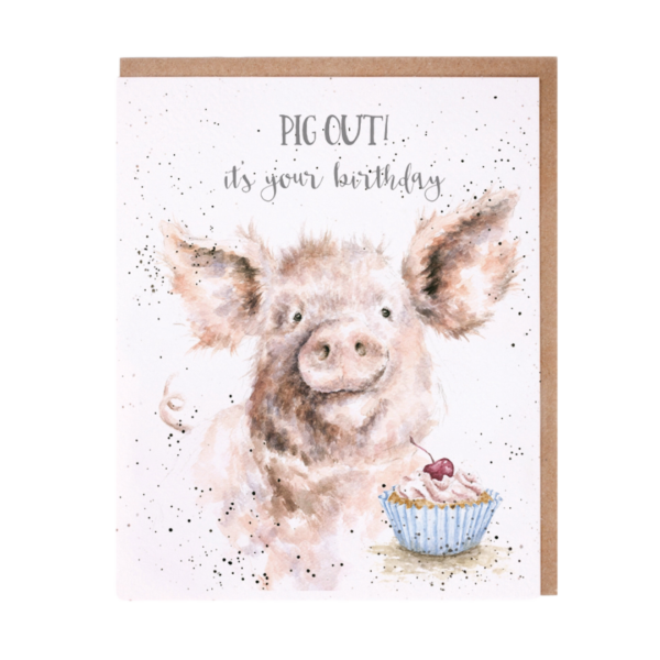 Karte Sprüche Tiere SCHWEIN Pig Out von Wrendale Designs