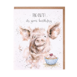 Karte Sprüche Tiere SCHWEIN Pig Out von Wrendale Designs