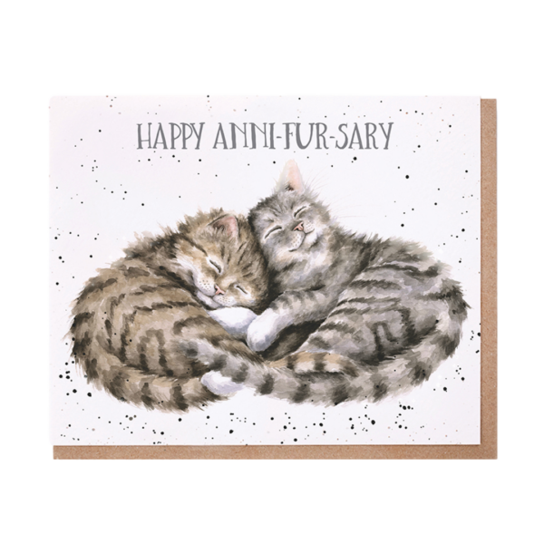 Karte Sprüche Tiere KATZEN Happy Anni-fur-sary von Wrendale Designs