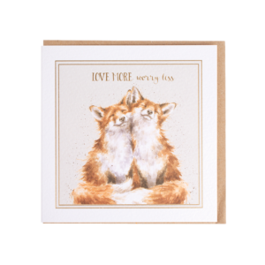 Karte Sprüche Tiere FUCHS Love more worry less von Wrendale Designs