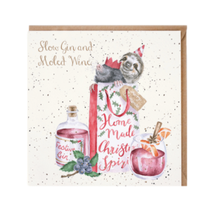 Karte Christmas Maulwurf "Sloe gin and moled wine” von Wrendale Designs - Quadratisch