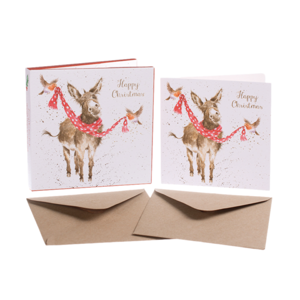 Kartenset Christmas ESEL All wrapped up von Wrendale Designs aus England